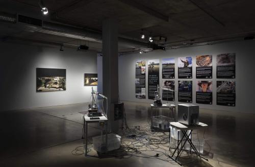 Wall L-R: Halinka Orszulok 'Random Collaboration' and 'In the Wild', Ian Millis 'Kandos School of Cultural Adaptation Posters' Mid: Uri Auerbach 'The Western Lands'