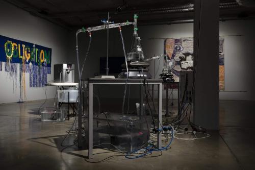 L-R: Raquel Ormella 'Australia Rising', Uri Auerbach 'The Western Lands', Mumu Mike Williams and Sammy Dodd 'Postbag Painting'